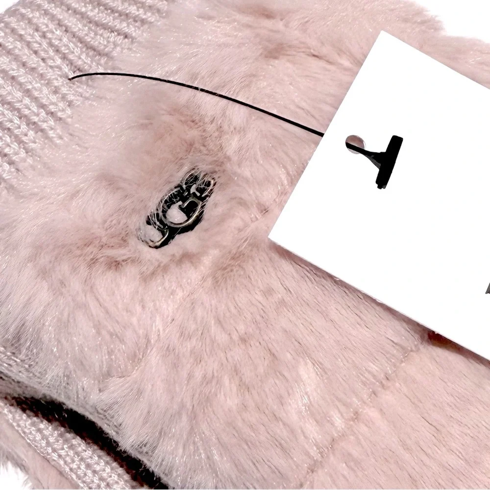 UGG Pink Lush Faux Fur Mittens NWT